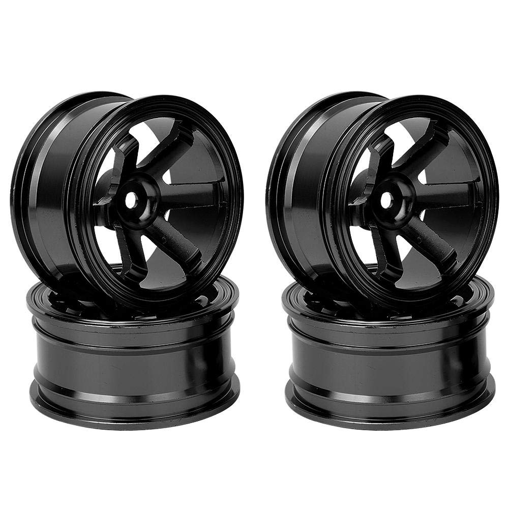 Tbest 4Pcs RC Wheel Hub, Aluminum Alloy Wheel Rim Hubs for RC Car Drift Universal 1/10(Black)