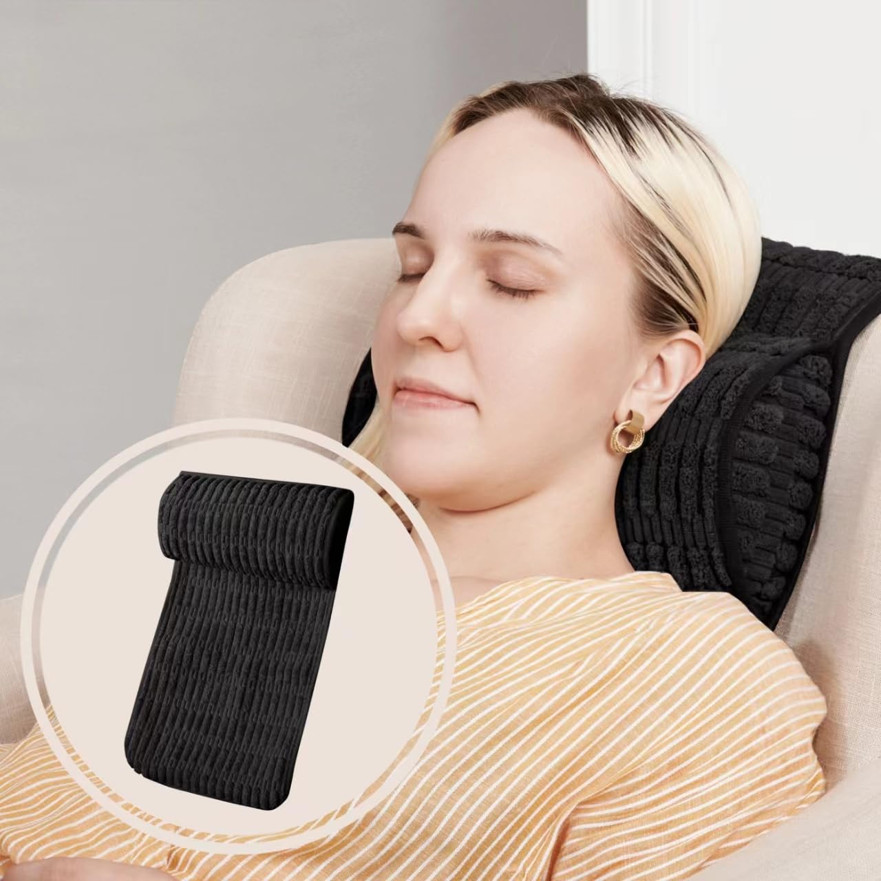 Photo 1 of WdFour Headrest Memory Pillow, Support Cushions for Neck, Back or Leg for Sofas, Recliners, Office Chairs, Massage Chairs for Neck Pain Relief and Cervical Support. (Black, 13" Wx5.5 Lx3 D, 1PC)