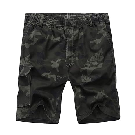 TEBAISE Sommerhose Herren Cargo Shorts Kurze Hosen Camo Bermuda Bundhose Camouflage Jogg Freizeitshorts Sportshorts Herren Ar