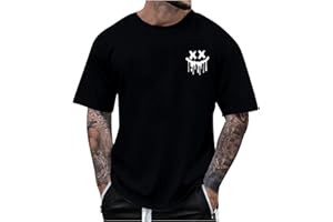 Men's Short Sleeve T Shirts Smiley Face Graphic Tees Summer Novelty Printed Tshirts Trendy Streetwear Tops