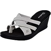 Skechers Women's Rumblers-Beautiful People Wedge Sandal, White, 11 M US