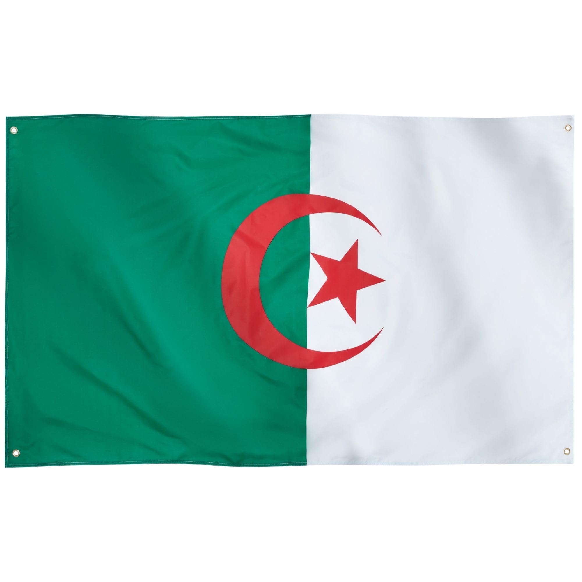 Runesol Algeria Flag, 91x152cm, 3ft x 5ft, 4 Grommets, Eyelet In Every Corner, Algerian Flag, العلم الجزائري, National Flag Of Algeria, Yennayer, Premium Flags, Inside, Outside, Vivid Colours — image 1