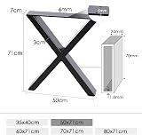 INMOZATA Heavy Duty X Furniture Legs Set of 2 Raw Steel Black DIY Coffee Table view 3