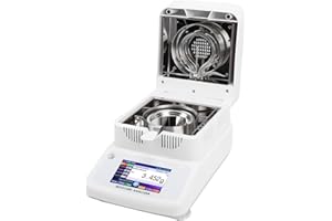 Luqeeg 120g Halogen Water Analyzer, 0.005g Accuracy 5 Inch Touch Screen Water Content Tester with Halogen Heating Rs232 Inter