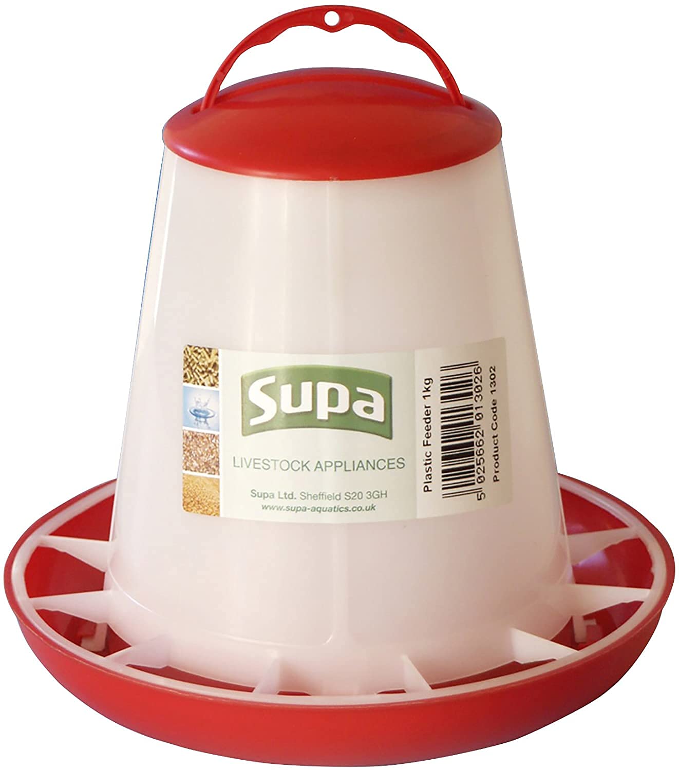 Supa 2 x Red & White Poultry Feeder, 1 kg