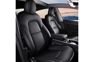 AOMSAZTO Custom Fit 2023 2024 Tesla Model Y Seat Covers:Leather Car Seat Cover Full Set 5 Seater Black