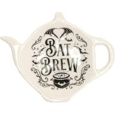 Pacific Giftware Ceramic Spooky Spoon Holder, Black, Tea or Coffee Time, 4.33"L X 3.27"W X 0.71"H