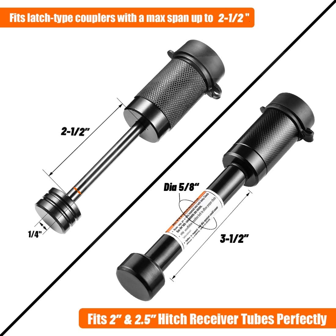 CZC AUTO Hitch Lock Set, Dia 5/8 Inch Trailer Hitch Lock Hitch Receiver Pin Lock for Class III IV 2" and 2-1/2" Receiver, Dia 1/4 Inch Hitch Coupler Lock with 2-1/2 Inch Span Fits Latch-Type Couplers: Automotive