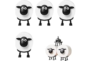 Toilet Paper Holder 4-Pack Sheep Shape Plastic 3D Decorative Roll Storage Dispenser for Bathroom Counter Sink Vanity Cute No-