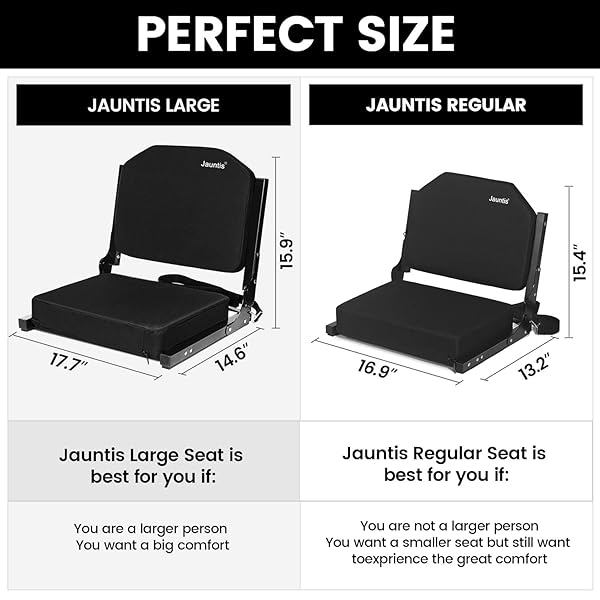 JAUNTIS STADIUM SEATS FOR BLEACHERS, BLEACHER SEATS WITH ULTRA PADDED COMFY FOAM BACKS AND CUSHION, WIDE PORTABLE STADIUM CHAIRS WITH BACK SUPPORT AND SHOULDER STRAP