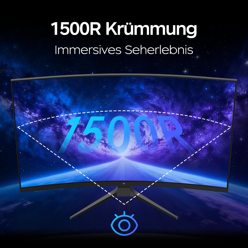 KTC Gaming Monitor 32 Zoll Curved | FHD 240Hz | 1ms MPRT | VA Panel 1500R | HDR10 | 5000:1 Kontrast | AMD FreeSync, Flicker-Free | sRGB 128% Wide Color Gamut | HDMI 2.0/DP 1.4 | VESA-Mount | H32C5 3