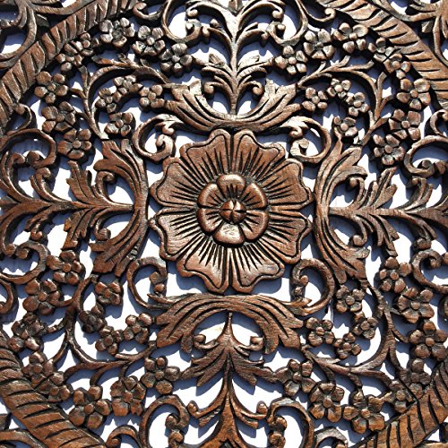 Large Wood Wall Art Oriental Carved Wood Wall Decor. Floral Wall Decor. Asian Home Decoration