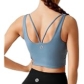 Desol Padded Longline Sports Bras for Women, Criss Cross Back Adjustable Strappy Running Workout Gym Yoga Crop Tank Top