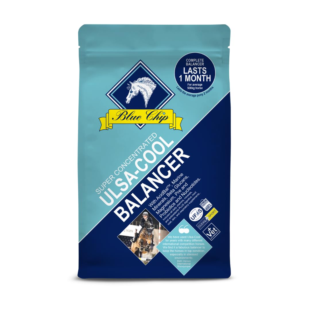 Blue Chip Ulsa Cool Feed Balancer (Super Concentrated) 3kg – Molasses-Free Horse Feed with Beta Glucans, Marine Minerals, Pre & Probiotics, Low Sugar & Starch