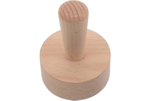 INOOMP Wooden Tart Press and Mini Egg Tart Mold, Round Dough Tamper Tool for Baking, Beech Wood Pastry Tamper Suitable for Ho