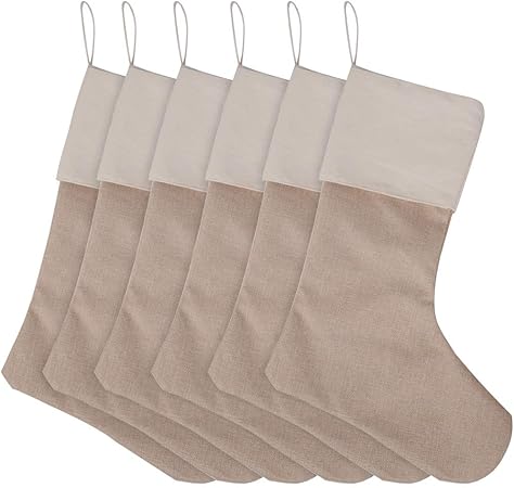 Sackleinen Weihnachtsstrümpfe 6er Pack, Weihnachten hängende Taschen