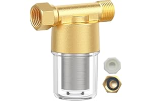 DR. LAWATER Reusable Brass Sediment Filter, 40 Micron Washer Water Filter System, For Washing Machine, Heater, Garden, RV, Reduces Clothes Yellowing, Dry Skin, Impede Scale Shower Filter