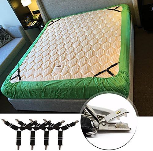 4PCS Triangle Bed Sheet Straps, Adjustable Fitted Holder Clips Suspenders