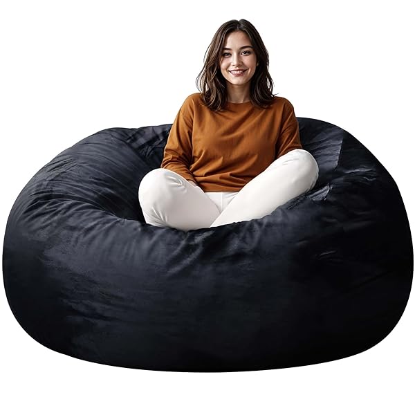 BEAN BAG CHAIR FOR ADULTS, 4FT HIGH-REBOUND MEMORY FOAM BEAN BAG SOFA WITH REMOVABLE COVER, OVERSIZED BEAN BAG COUCH FOR GAMING, READING, AND RELAXATION, BLACK