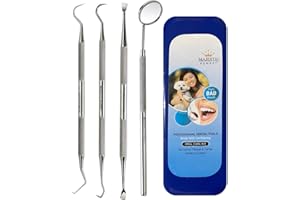 Dental Hygiene Tool Set - Stainless Steel Dental Tooth Pick, Mouth Mirror,Tarter Scraper and Plaque Remover - Dental Tool Kit