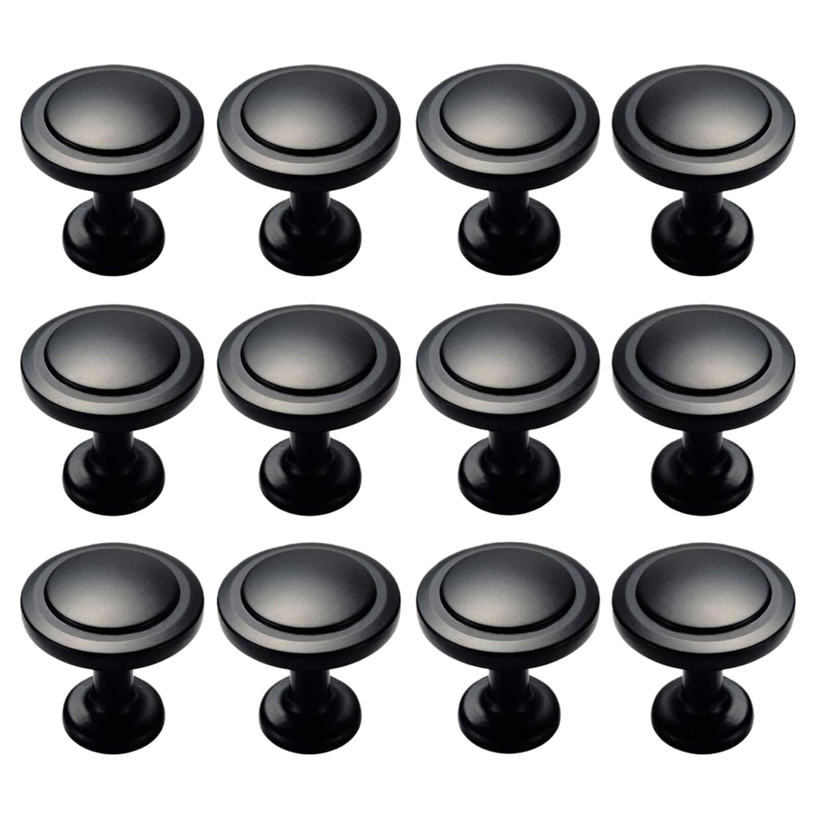 Kovake 12 Pieces Cabinet Knobs Pulls, Black Cupboard Drawer Door Knob, Kitchen Furniture Aluminum Alloy Cabinet Knob, Door Handle with Mounting Screws