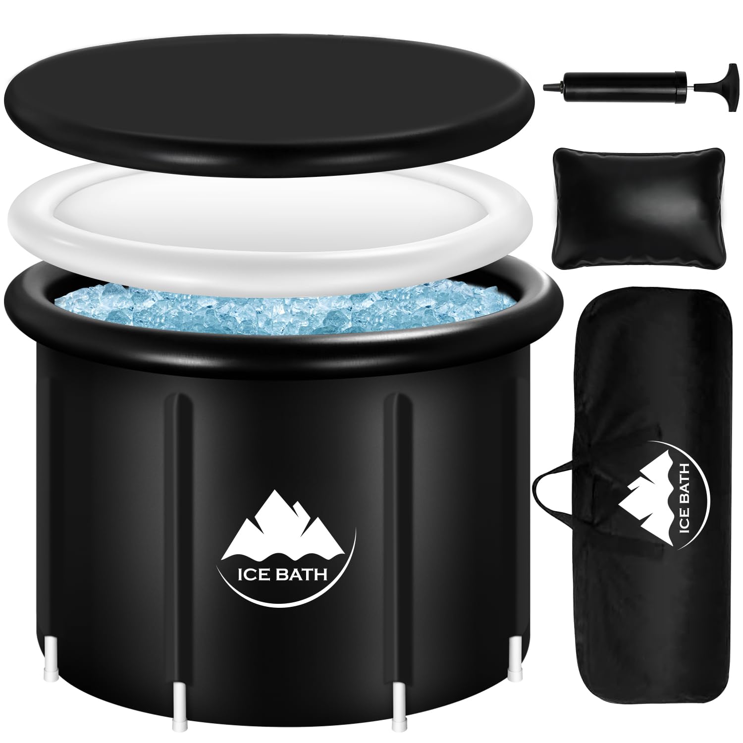 Wxtkkom Upgraded XL Athlete's Collapsible Ice Bath Tub,129 Gal Large Cold Plunge Tub For