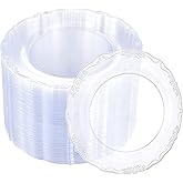 U-QE 60 Pieces Clear Plastic Plates - 7.5 Inch Clear Disposable Plates - Plastic Appetizer Plates - Premium Hard Dessert Plates - Party Supplies for Birthdays, Celebrations, Wedding and Events