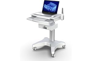 LIKAYMO Medical Trolley Cart with Laptop Tray and Oral Scanner Holder, Mobile Workstation on Wheels with a Drawer for Hospital Dental Clinics Beauty Salons (OC-3)