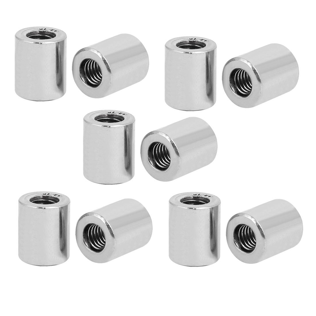 Sourcingmap M6 Round Connector Nuts, 304 Stainless Steel Coupling Nut 14.0mm/0.55inch Length,Pack of 10