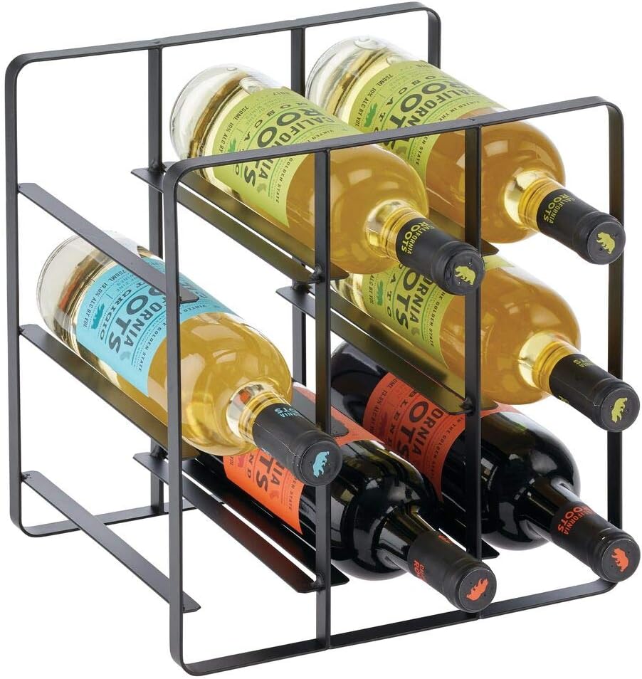 Casier à Bouteilles Empilable AMIG – 4 Bouteilles, Acier Noir – Pour Cuisine, Cave, Cellier – 41 X 20,5 X 19 Cm