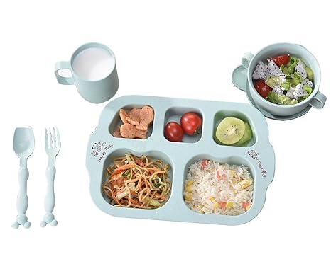 LINAG Platos Infantiles Niños Tazón Plato Taza Bambú Fibra Bebé ...