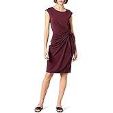 Amazon Essentials Women's Cap Sleeve Boat-Neck Faux Wrap Dress