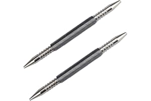 PMIIO 2 Pieces Dual Head Nail Setter Spring Loaded Nail Set Spring Nail Punch Hammerless Tool Kit 3/32″& 1/8″ Tools 3500 PSI Striking Force Counter Punch