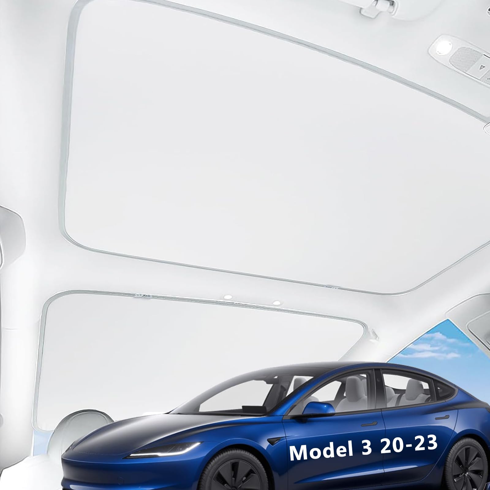 Photo 1 of 2025 Upgrade Tesla Model 3 Sunshade Roof 3-Gen Heat Insulation Glass Roof Sun Shade, Accessories for Tesla Model 3 2020~2023, Tesla Interior Gray
