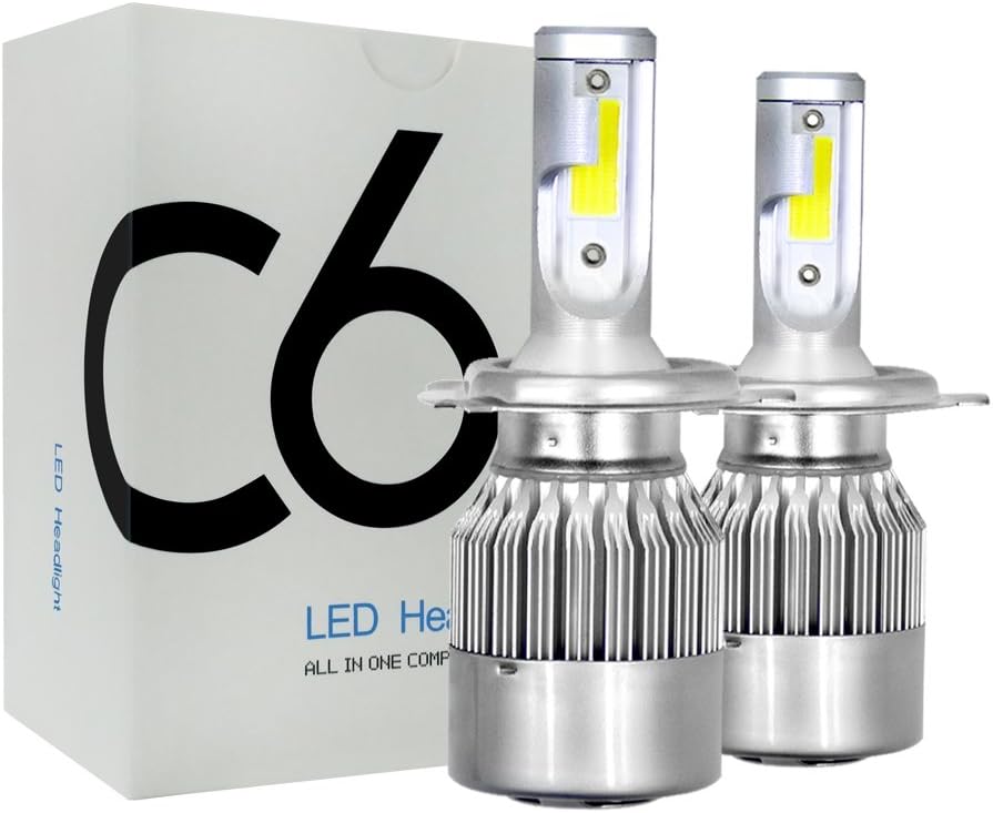 1pair LED COB Car Headlight Bulbs Hi/Lo Beam Headlight Kit Bulbs Car 6000K 200m light range Replacement for HID Bulbs (H4)