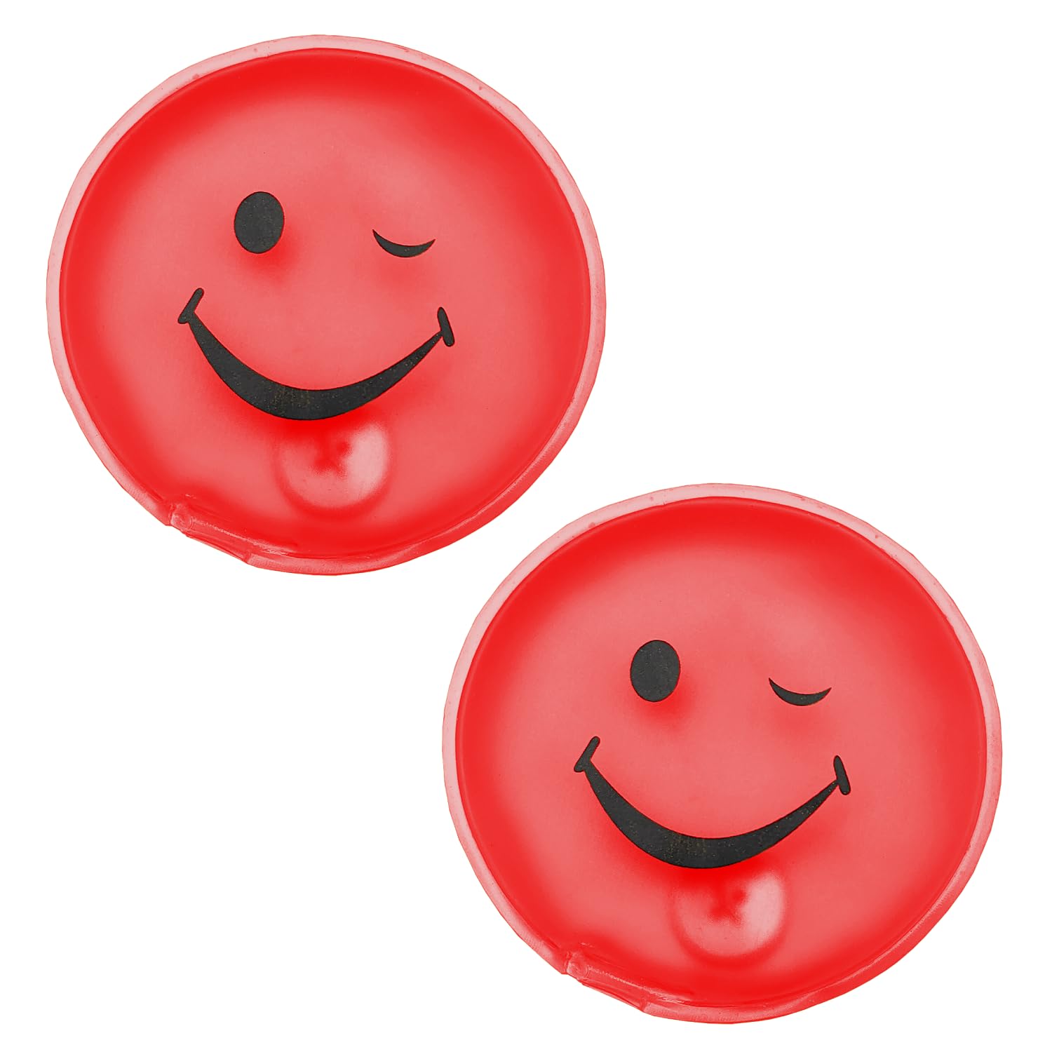 Leddy Living 2 Pieces Hand Warmers, Reusable Pocket Hand Warmers, PVC Hand Warmers for Cold Days, Hiking, Outdoor Evenings in Autumn and Winter (Red Smile)