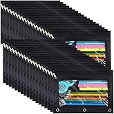 YoeeJob 36 Pack Zipper Pencil Pouch for 3 Ring Binder with Clear Window for School and Office Supplies (Black)