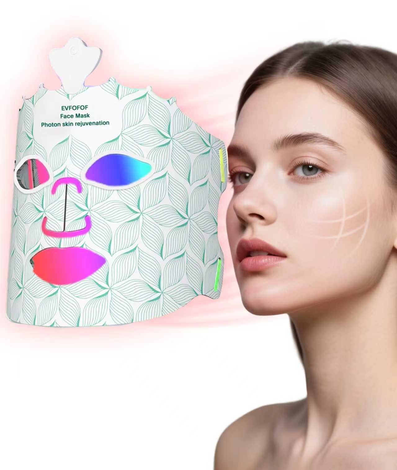Photo 1 of EVFOFO Red Light Therapy Mask for Face, 7 Colors LED Face Mask Light Therapy At Home, Led Face Mask Light Therapy, Green
