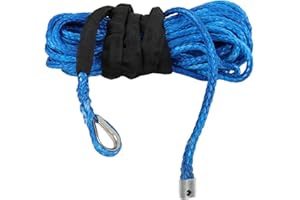 TINVHY 5/16In x 50Ft 12000Lbs Blue Synthetic Winch Rope Winch Line Replacement for ATV UTV SUV