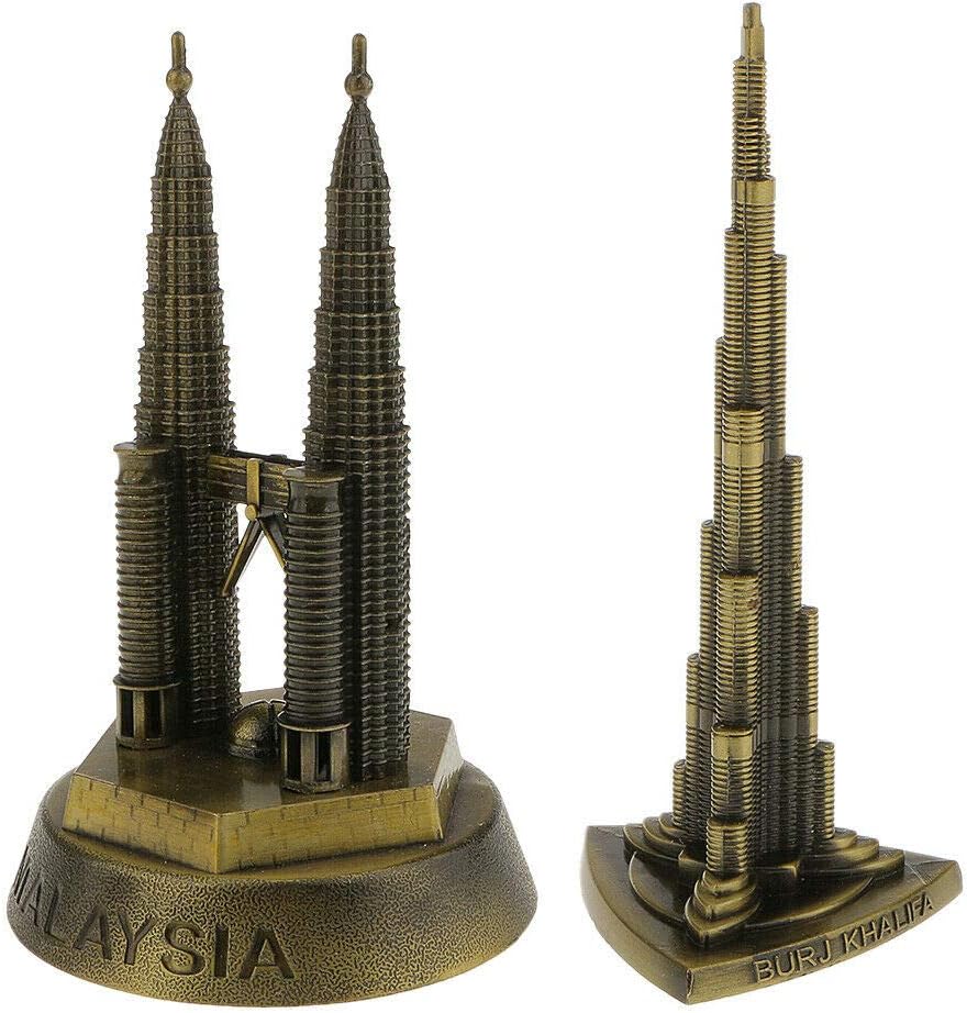 COMFORT INNOVATION 2Pcs Malaysia Petronas Twin Tower Burj Khalifa Model Famous Building Gifts