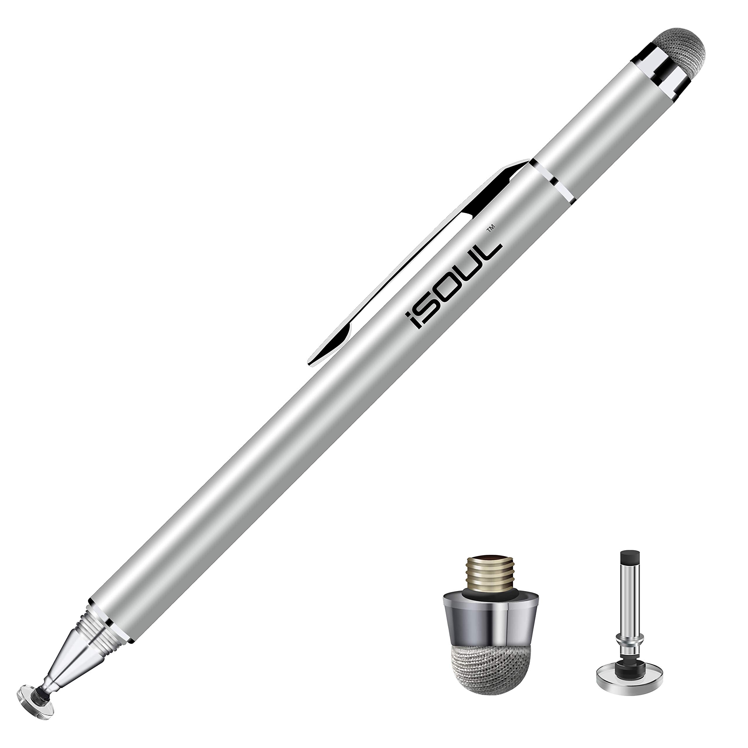 iSOUL Stylus Pens for Touch Screens, Tablet Stylus Pencil, High Sensitivity & Fine Point Universal Touch Pen for Android iPhone Samsung Galaxy iPad Pro Air and All Devices Silver Eagle Stylus