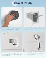 Hibbent Chrome Shower Head Holder Nail Free Wall Mount Adjustable 45° view 7