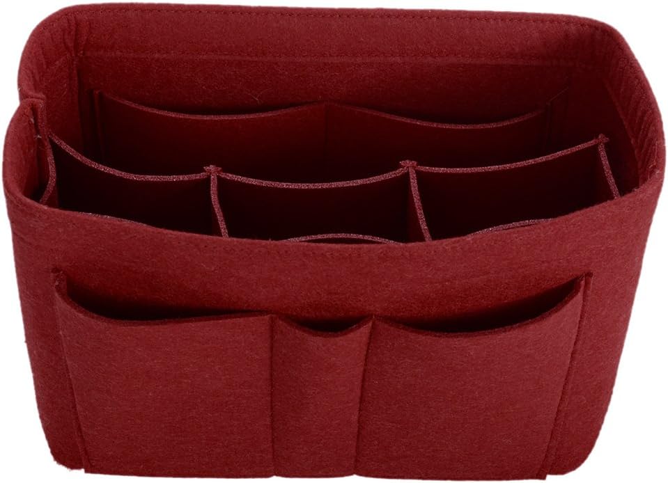 Enerhu Felt Insert Bag Handbag Tote Purse Organizer 10 Pockets Bag in Bag Backpack Travel Storage Pockets Red S