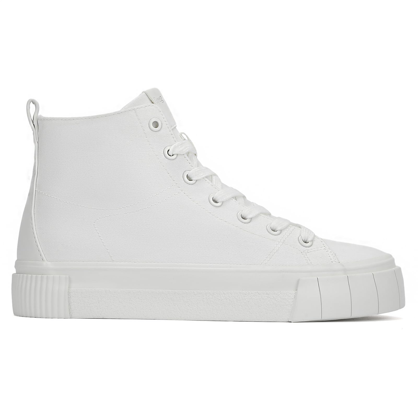 JATJA Womens White High Top Sneakers | Casual Medium-Width Twill Fabric Platform Sneakers for Women Size 7.5