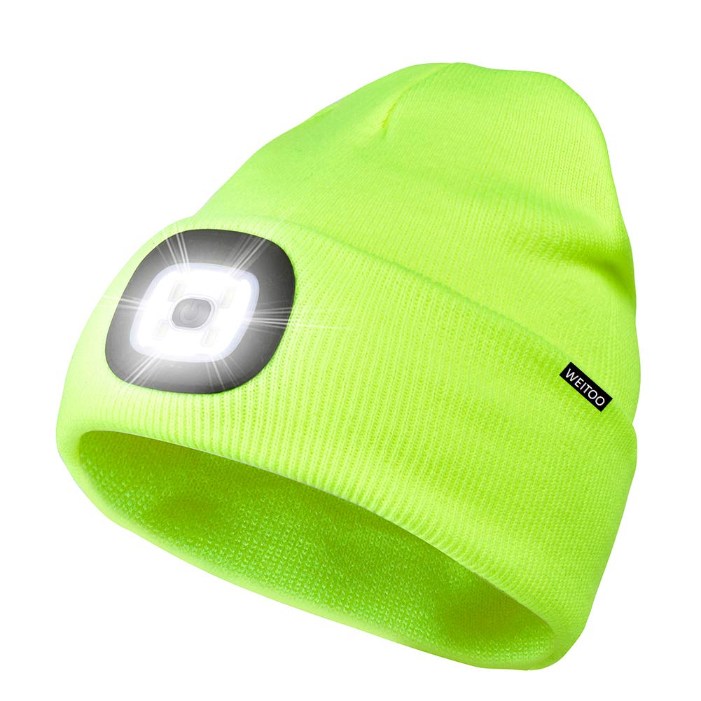 Unisex LED Lighted Beanie, Unisex USB Rechargeable Headlamp Hat, Cap with Light Hands Free Head Torch, Winter Warm Gifts for Men and Women