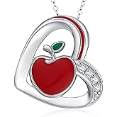 VANJAMI Cute Fruits Necklace Sterling Silver Apple/Strawberry/Cherry Pendant Fruits Jewelry Graduation Gifts for Women Girls