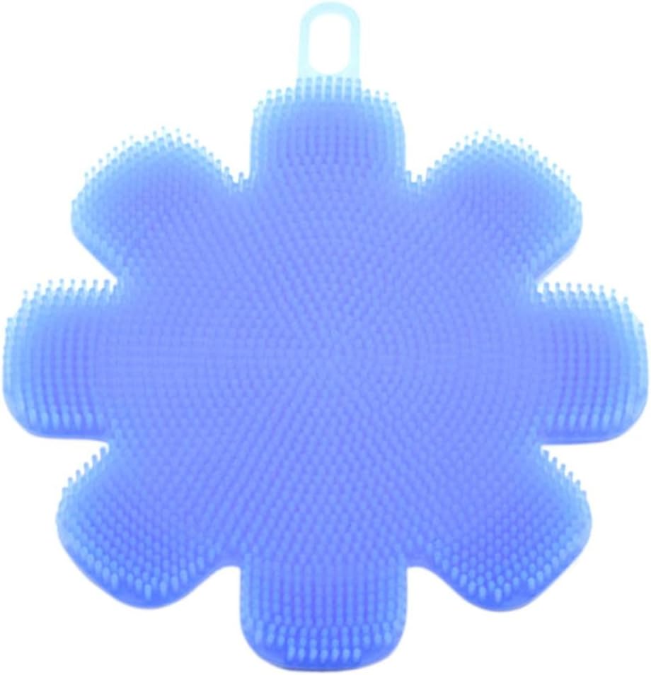 Xshuai Multi-functional Antibacterial Silicone Dishwashing Brush ,Double Sides Used,Sponge Scrubber Brush,Kitchen Wash Tool Pot,Easy Cleaning Brush Washing for Dish Fruit and Vegetable 12*12cm (Blue)