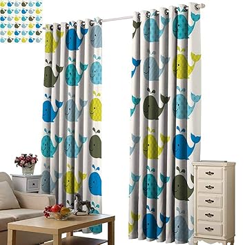 Amazon Com Blackout Window Drapes Luxury Nursery Colorful Whales