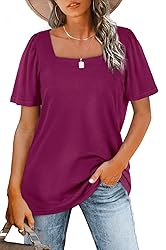WIHOLL T-Shirts for Women Loose Fit Square Neck