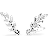 Boma Jewelry Sterling Silver Leaf Branch Vine Stud Earrings